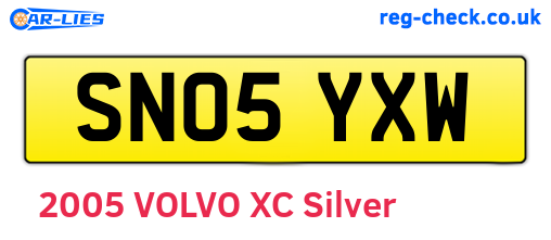 SN05YXW are the vehicle registration plates.