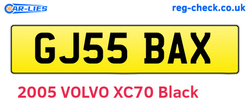 GJ55BAX are the vehicle registration plates.