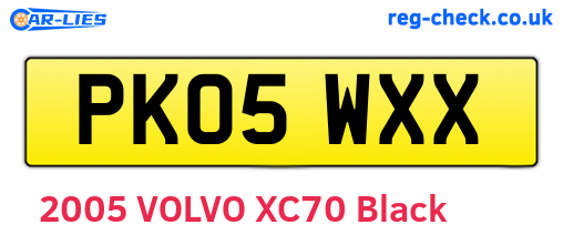 PK05WXX are the vehicle registration plates.