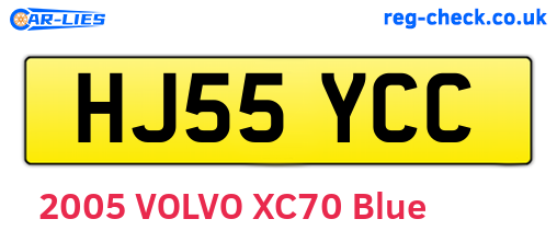 HJ55YCC are the vehicle registration plates.