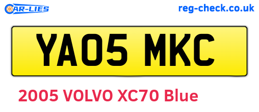 YA05MKC are the vehicle registration plates.