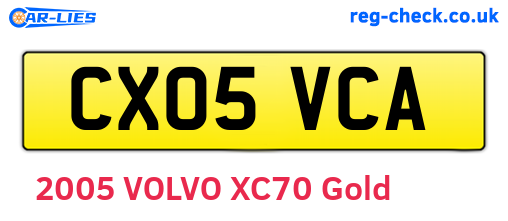 CX05VCA are the vehicle registration plates.