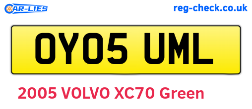 OY05UML are the vehicle registration plates.