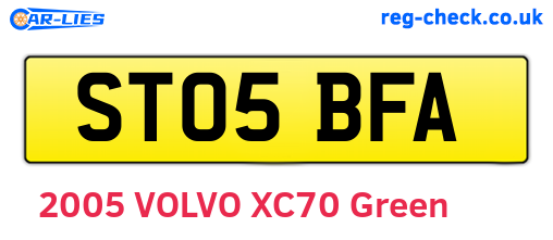 ST05BFA are the vehicle registration plates.