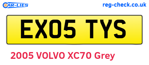 EX05TYS are the vehicle registration plates.