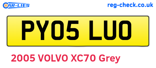PY05LUO are the vehicle registration plates.