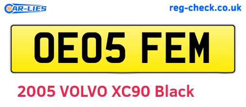 OE05FEM are the vehicle registration plates.