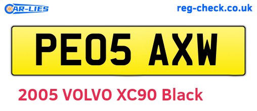 PE05AXW are the vehicle registration plates.