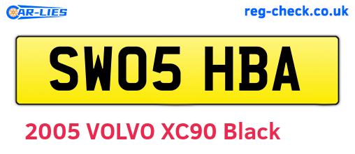 SW05HBA are the vehicle registration plates.