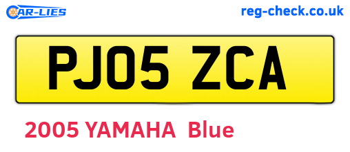 PJ05ZCA are the vehicle registration plates.
