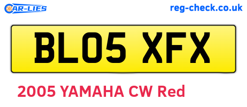 BL05XFX are the vehicle registration plates.