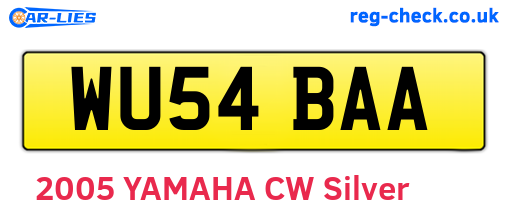 WU54BAA are the vehicle registration plates.