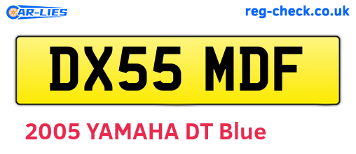 DX55MDF are the vehicle registration plates.