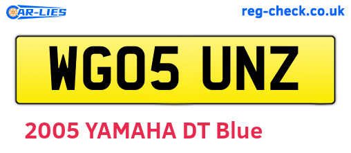 WG05UNZ are the vehicle registration plates.