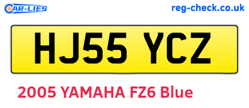 HJ55YCZ are the vehicle registration plates.