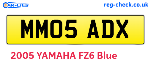 MM05ADX are the vehicle registration plates.