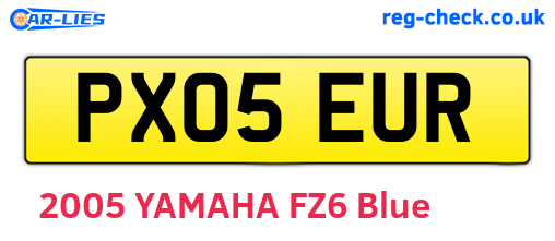 PX05EUR are the vehicle registration plates.