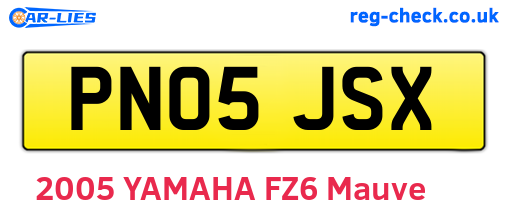 PN05JSX are the vehicle registration plates.