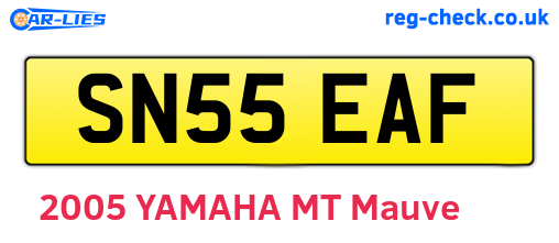SN55EAF are the vehicle registration plates.