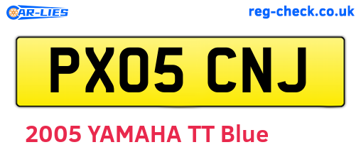 PX05CNJ are the vehicle registration plates.