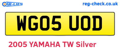 WG05UOD are the vehicle registration plates.
