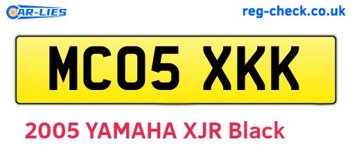 MC05XKK are the vehicle registration plates.