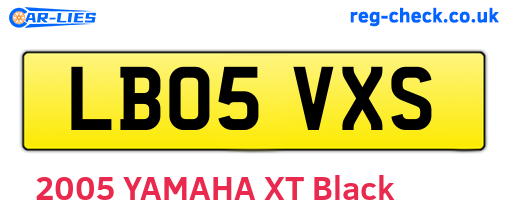 LB05VXS are the vehicle registration plates.