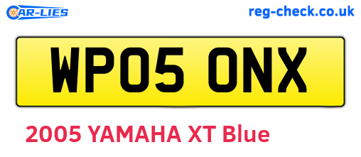 WP05ONX are the vehicle registration plates.