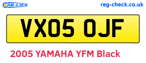 VX05OJF are the vehicle registration plates.