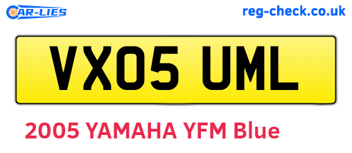 VX05UML are the vehicle registration plates.