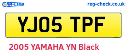 YJ05TPF are the vehicle registration plates.