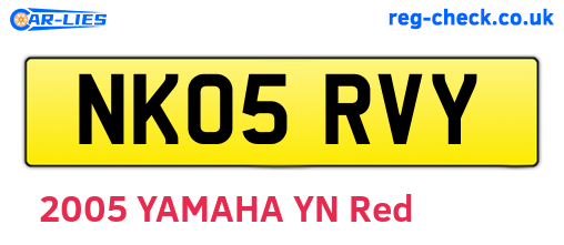 NK05RVY are the vehicle registration plates.