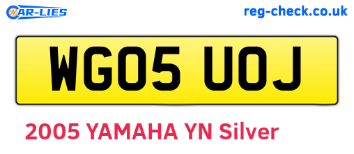 WG05UOJ are the vehicle registration plates.