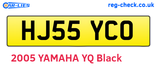 HJ55YCO are the vehicle registration plates.