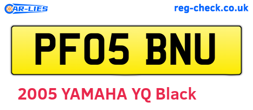 PF05BNU are the vehicle registration plates.