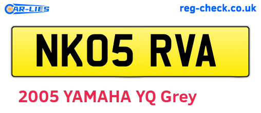 NK05RVA are the vehicle registration plates.