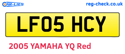 LF05HCY are the vehicle registration plates.