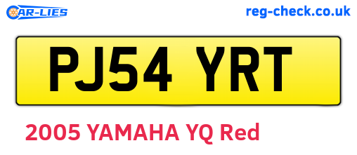 PJ54YRT are the vehicle registration plates.