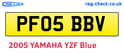 PF05BBV are the vehicle registration plates.