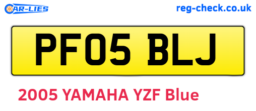 PF05BLJ are the vehicle registration plates.