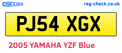 PJ54XGX are the vehicle registration plates.