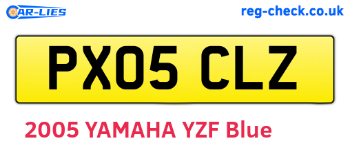 PX05CLZ are the vehicle registration plates.