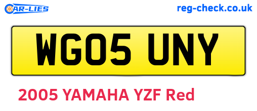 WG05UNY are the vehicle registration plates.