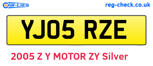 YJ05RZE are the vehicle registration plates.