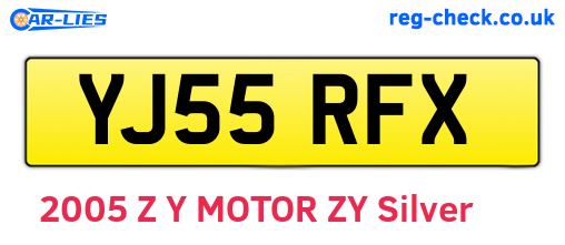 YJ55RFX are the vehicle registration plates.
