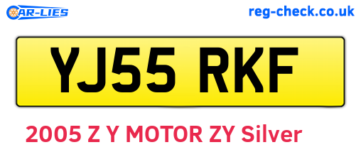 YJ55RKF are the vehicle registration plates.