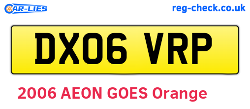 DX06VRP are the vehicle registration plates.