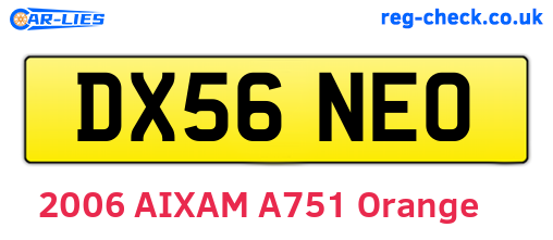 DX56NEO are the vehicle registration plates.