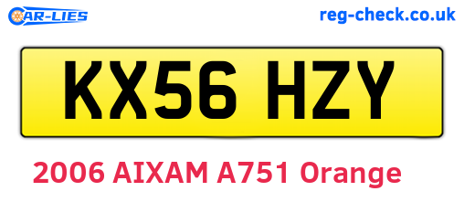KX56HZY are the vehicle registration plates.