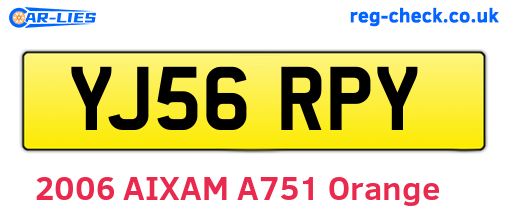 YJ56RPY are the vehicle registration plates.